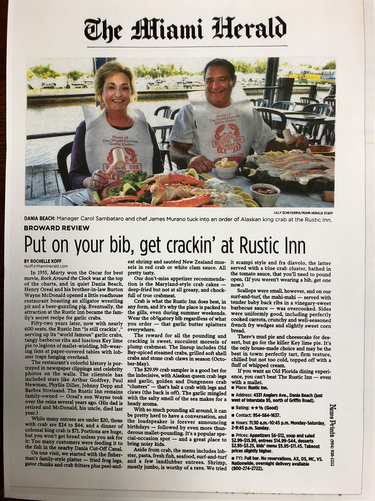 The Miami Herald - Put on your bib, get crakin' at Rustic Inn